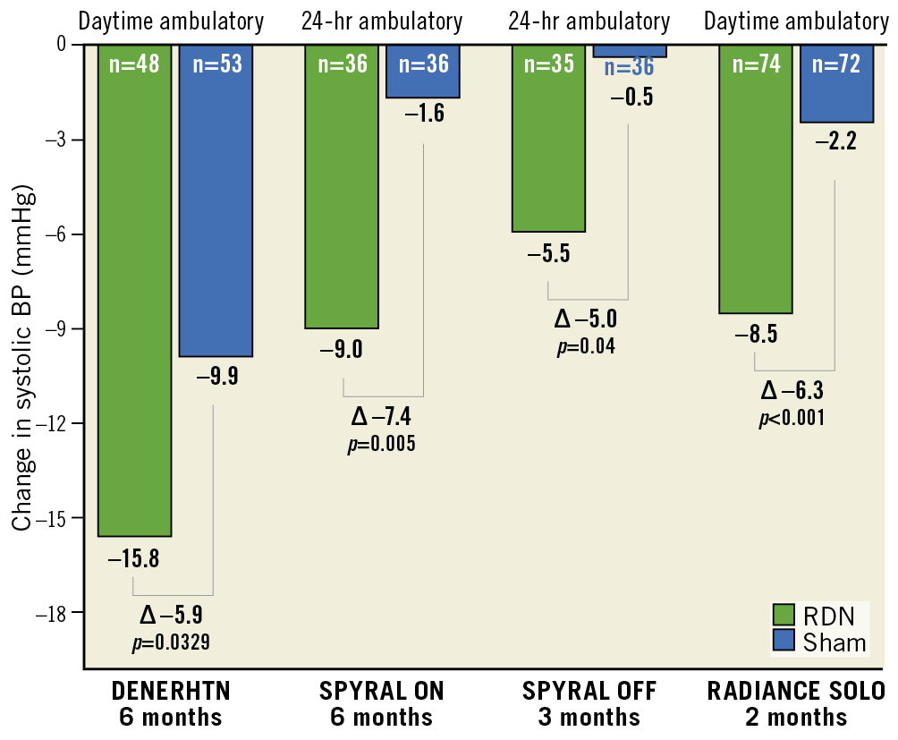 Figure 3. Summary of recent randomised trials on renal denervation.